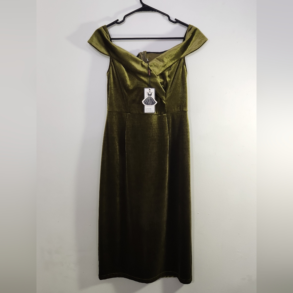 Vintage Style Olive Green Cocktail Dress